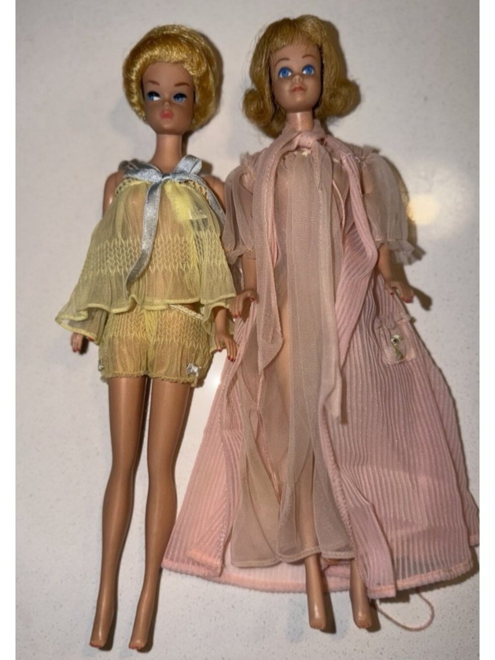 2 Vintage Barbie Midge Doll 1962 Straight Leg Flip Hairstyle Nude Freckles